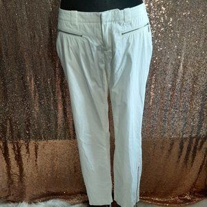 Bebe Women's White Zipper Legs Pockets Straight Leg Pants Size 8